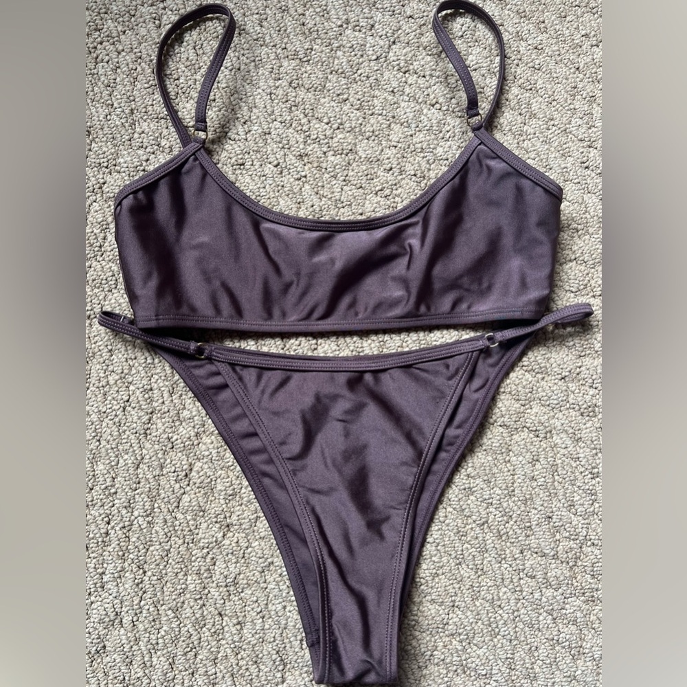 South Beach 2-Piece Cheeky Bikini Gold Hardware Pebble Size 8